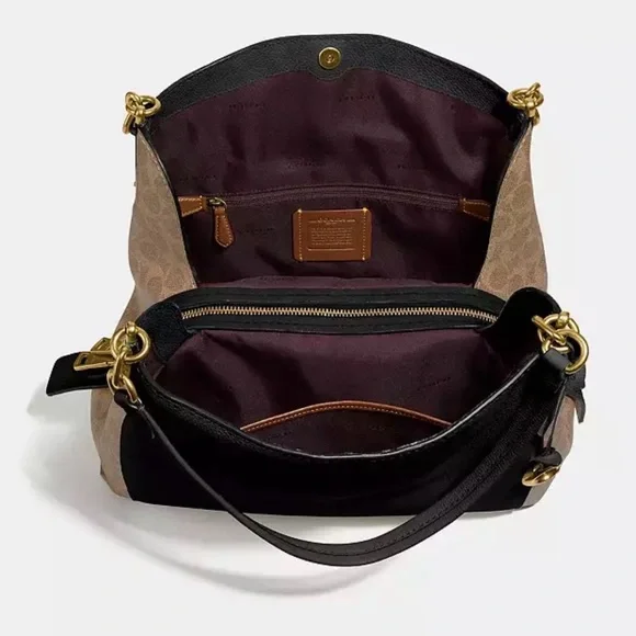 Coach Dalton 31, NWOT, with COA, Black Pebbled Leather and Brown Logo Canvas - Picture 3 of 8